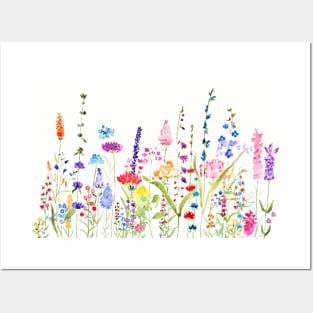 colorful wild flower field Posters and Art